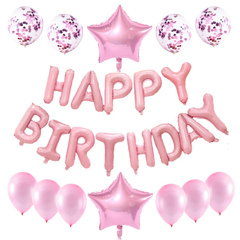 25pcs Birthday Balloon Rose Gold Color Foil Letter Balloons Set Happy Birthday Decoration Globos Kids Party Supplies - Image 6