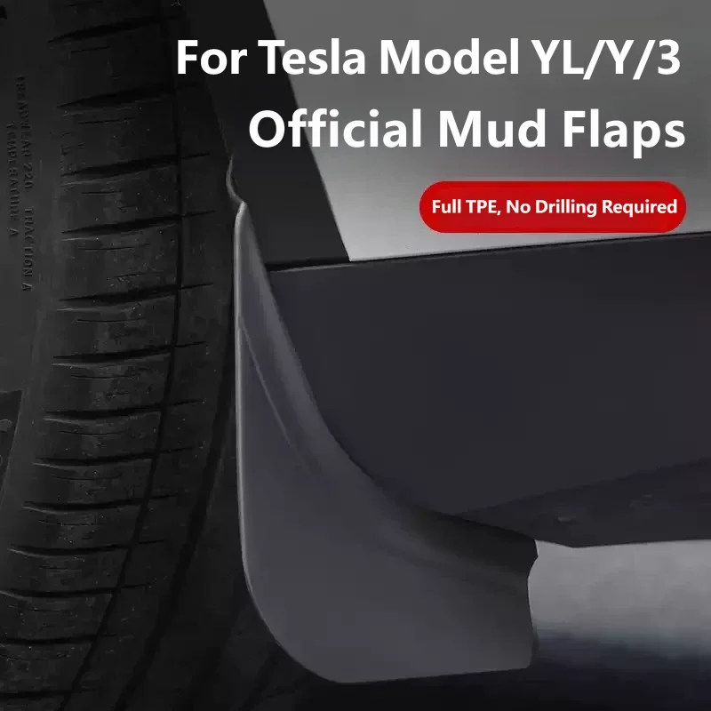 For Tesla Model YL/Y/3 2025 2026 4Pcs Wheel Mud Flaps Splash Guards MudFlaps Front Rear Fender TPE Mudguards Protector