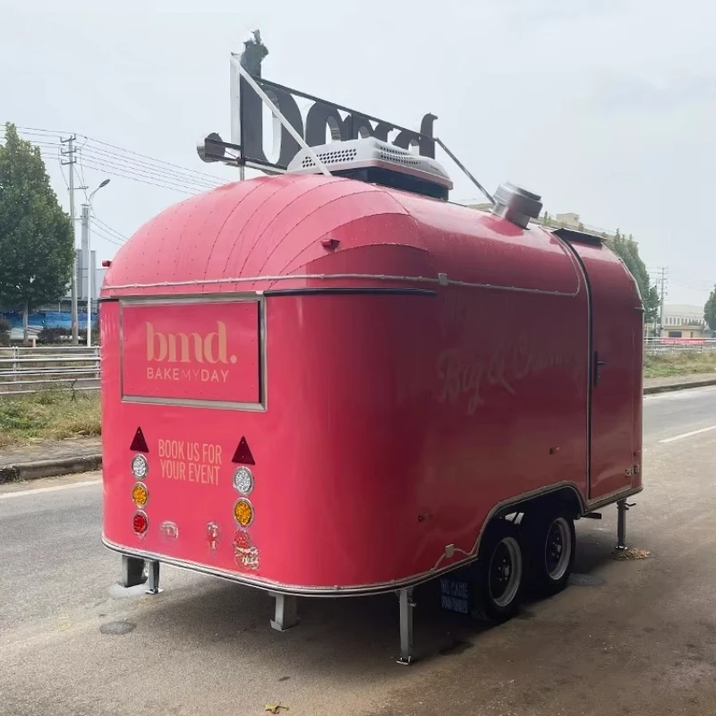 مقطورة الغذاء المتنقلة مخبز الآيس كريم شاحنة مخصص هوت دوج البيتزا وجبة خفيفة الوجبات السريعة القهوة فان الغذاء شاحنة مقطورة مجهزة بالكامل