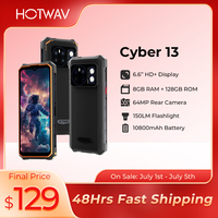 [World Premiere] HOTWAV Cyber 13 Rugged Phone 150LM Flashlight 8GB 128GB Smartphone 6.6'' HD+ 10800mAh 64MP Android 14 Cellphone