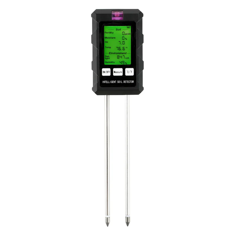 6 in 1 Bodem PH Meter Zonlicht Omgevingsvochtigheid Temp Bodemvocht Tester Voedingsstof Vruchtbaarheid Detector Tuin Soli Analyzer