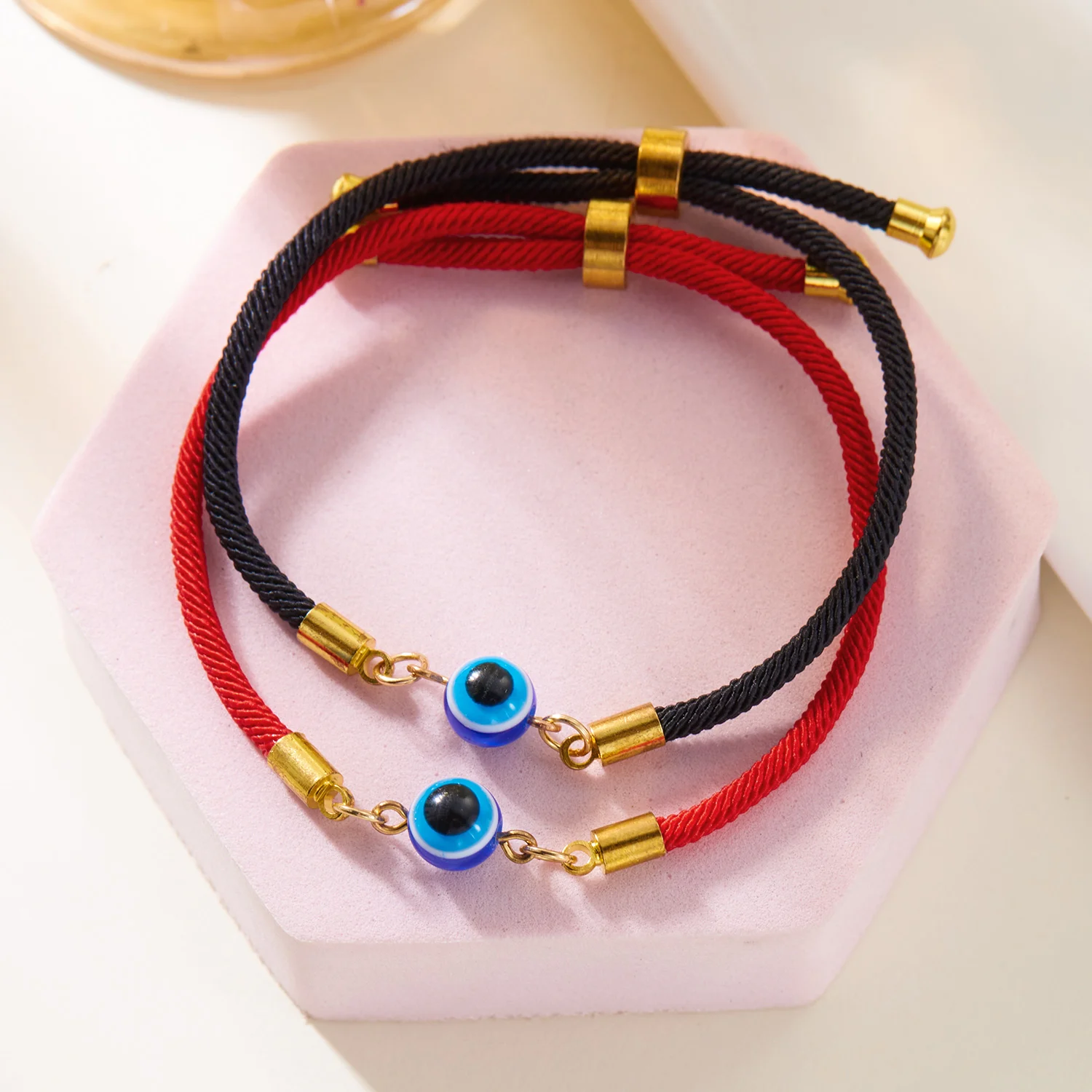 Einfaches türkisches blaues Evil Eye 7-Knoten-geflochtenes Armband für Damen und Herren, glückliches rotes Seil, handgefertigtes Armband, Ästhetik, Party-Schmuck – Detail 3