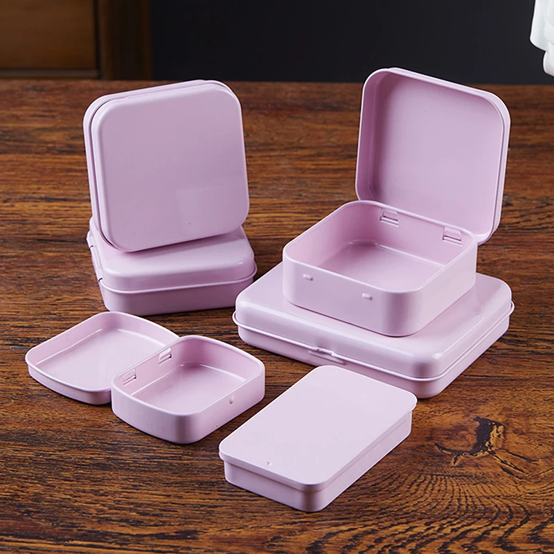 

Mini Metal Tinplate Container Square Hinged Flip Storage Box Small Kit Case Jewelry Coin Candy Organizer Portable Box