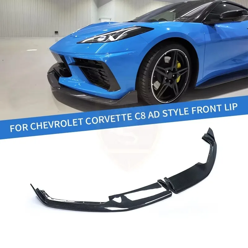For Chevrolet Corvette C8 Stingray Z06 Upgrade AD Style Dry Carbon Front Lip Splitter 2023 Model