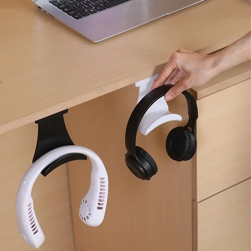 Universal Headphone Stand Adhensive Plastic Wall Mount Hanger Under Desk Headset Rack Holder Support For Gaming Earphone Bracket