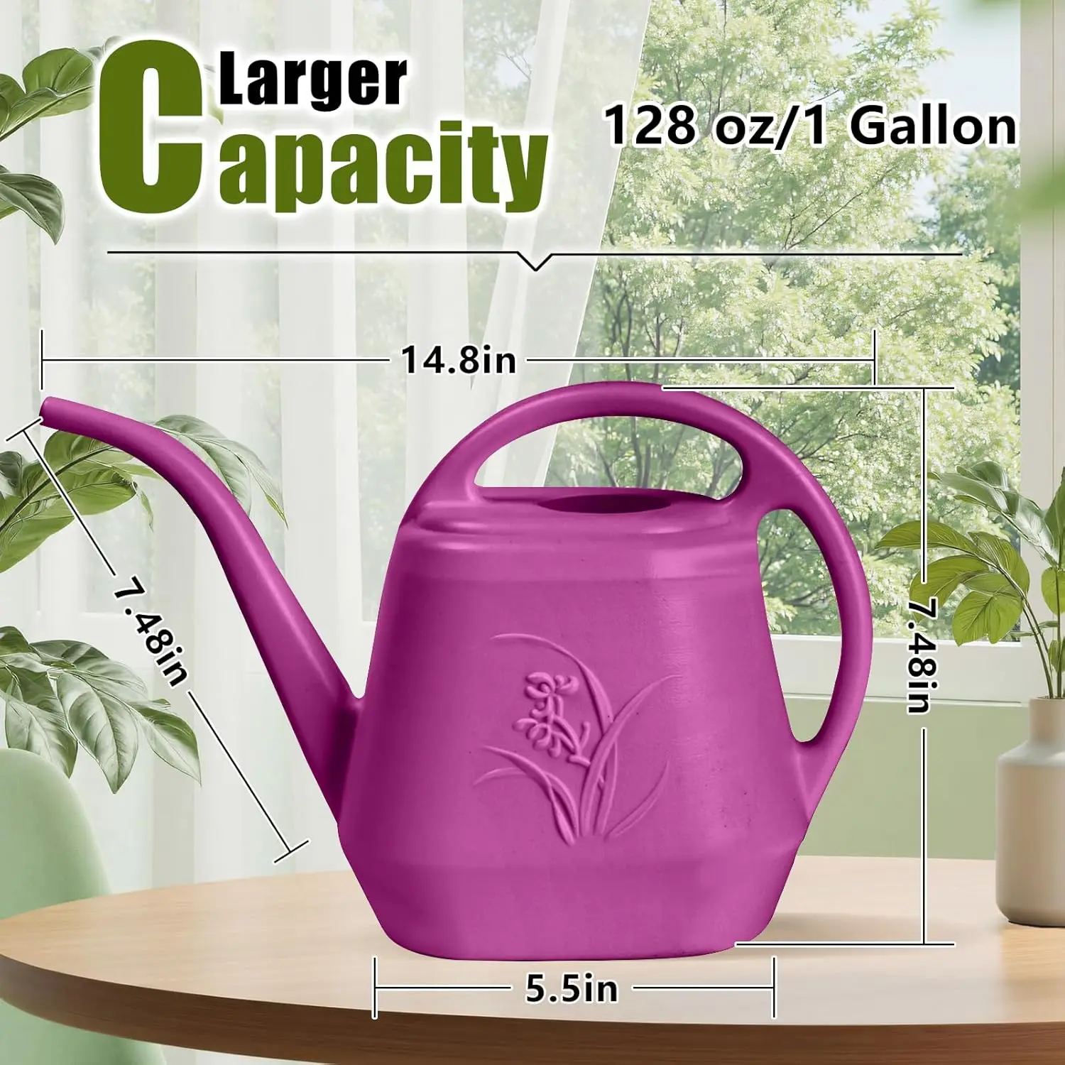 Plastic Watering Can 1 Gallon with Long Stem Spout for Garden Watering view 2