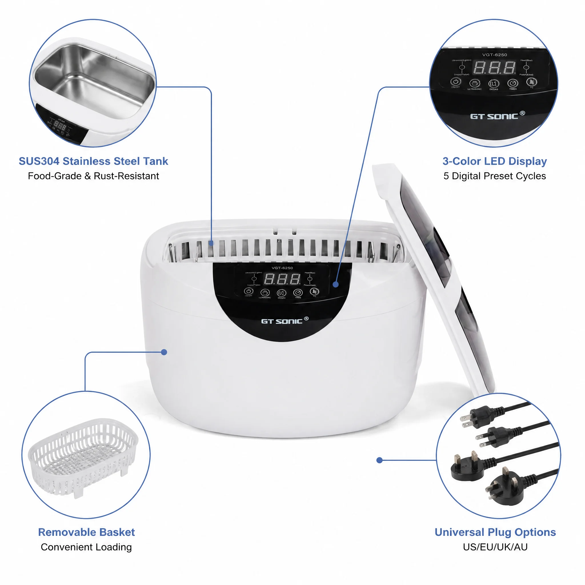 GT SONIC Electric Ultrasonic C - Ultrasonic Jewelry Cleaner Digital Timer 评论和价格