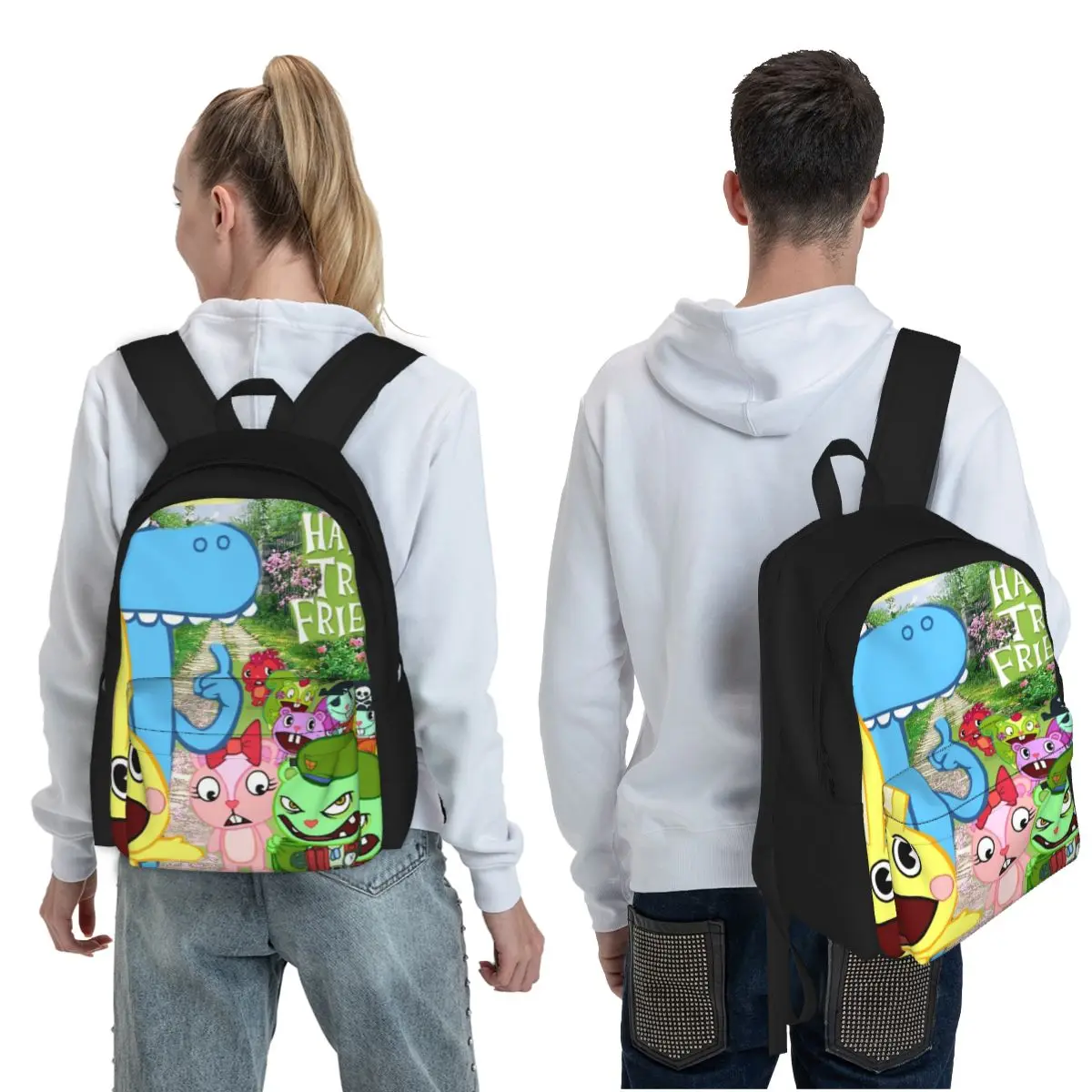 Happy Tree Friends Flippy Lumpy Cuddles Loving Family Classic Student Backpack School Bag for Men Women Fashion Bookbag Shoulder