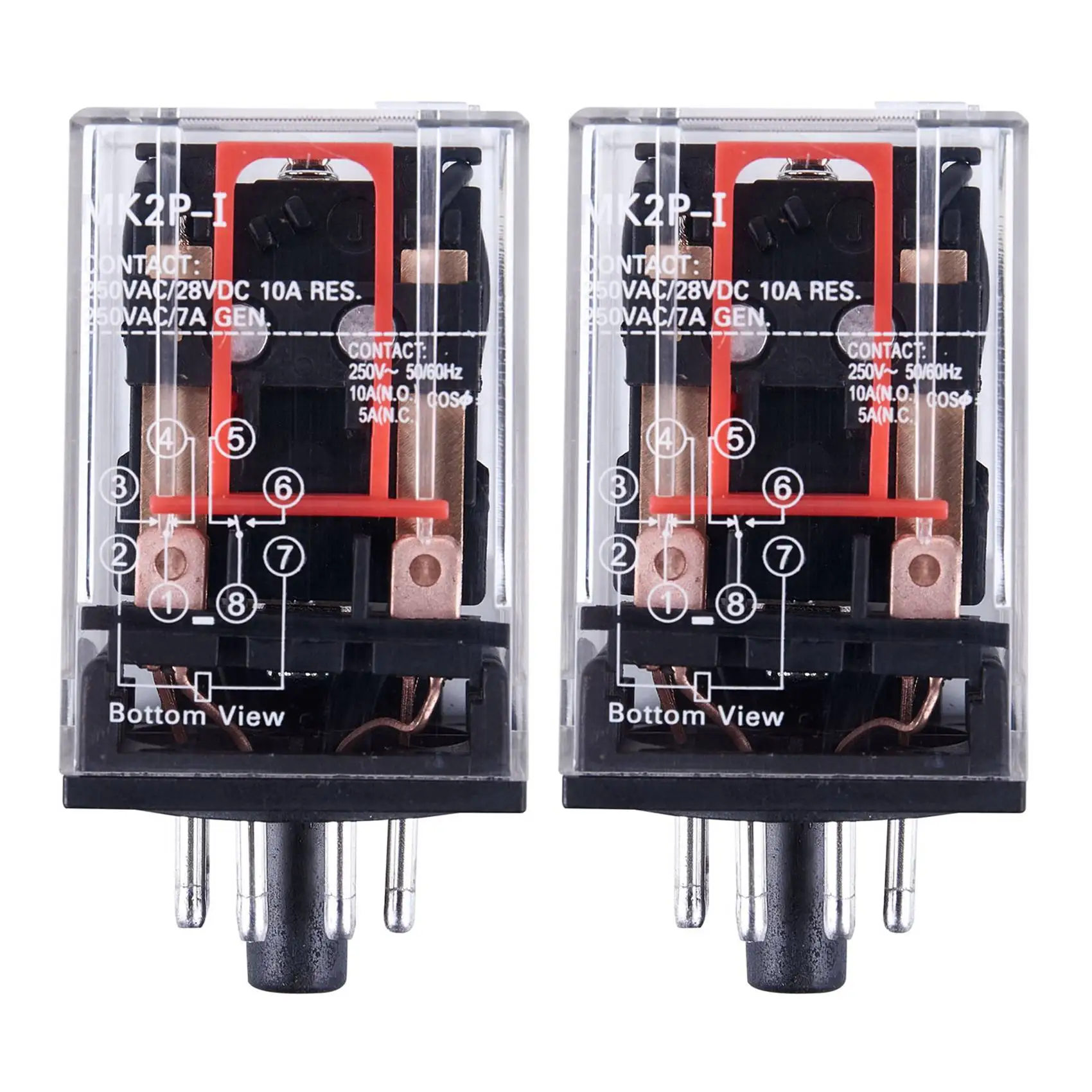 HRBAJ-2X AC 220V/230V Coil Voltage PCB Power Relay 8 Pins DPDT 2NO 2NC MK2P-1