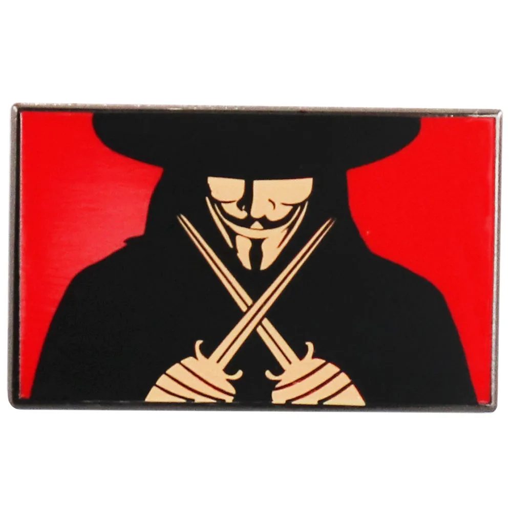 V For Vendetta-Vintage Film Poster Inspiration Badge Anarchist Anonymous Jewelry