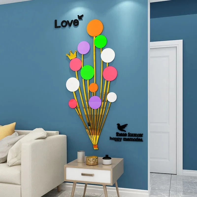 Light Luxury Balloon Mirror Wall Sticker Eco-friendly Acrylic Entrance Corridor Decoration Wall Sticker 3D Stereo Wall Sticker