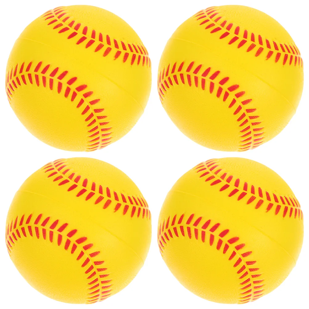 

4 Pcs Kids Toys Sponge Baseball Practice Baseballs for Playing Training Yellow Child