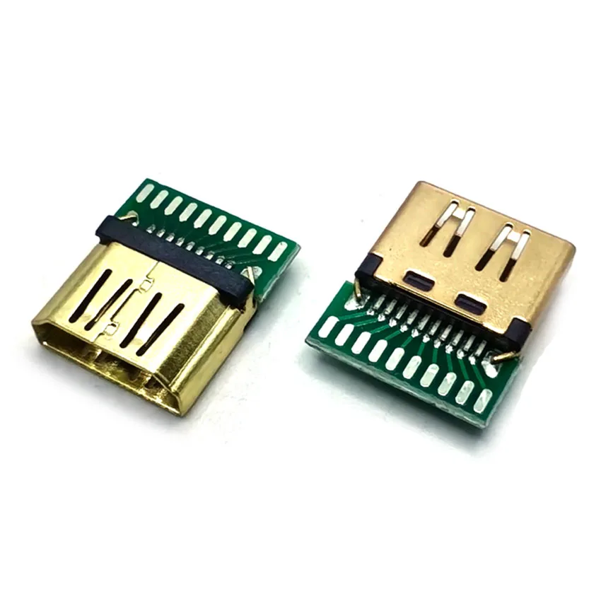 5PCS HDMI 19P 20Pin 19Pin Male Plug Connector HDMI Female Test Socket Jack HDMI Repair Replacement Soldering PCB Board DIY Part