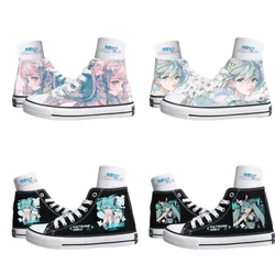 Anime Hatsune Miku płócienne buty Cartoon męskie i damskie wysokie Graffiti trampki letnie uniwersalne buty dla par prezent urodzinowy