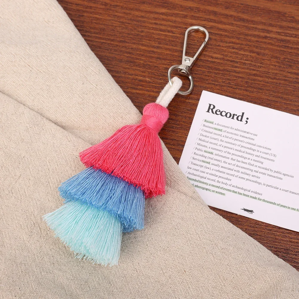 2024 Handmade Cotton Tassel Keychain Bohemian Colorful Multi-layer Cotton Thread Tassel Bag Accessory Boho Tassel Keychain