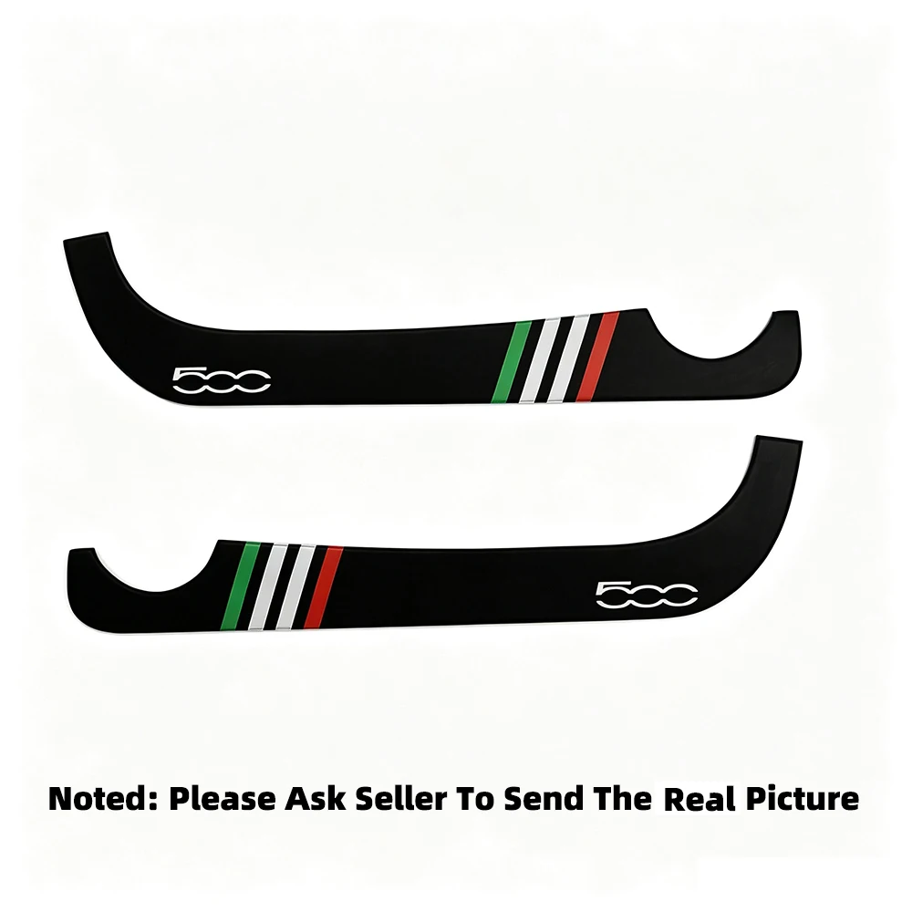 For Fiat 500 Abarth 595 695 Car Door Sill Scuff Kick Pads PU Leather Protector 2pcs Italian Flag 75th Anniversary