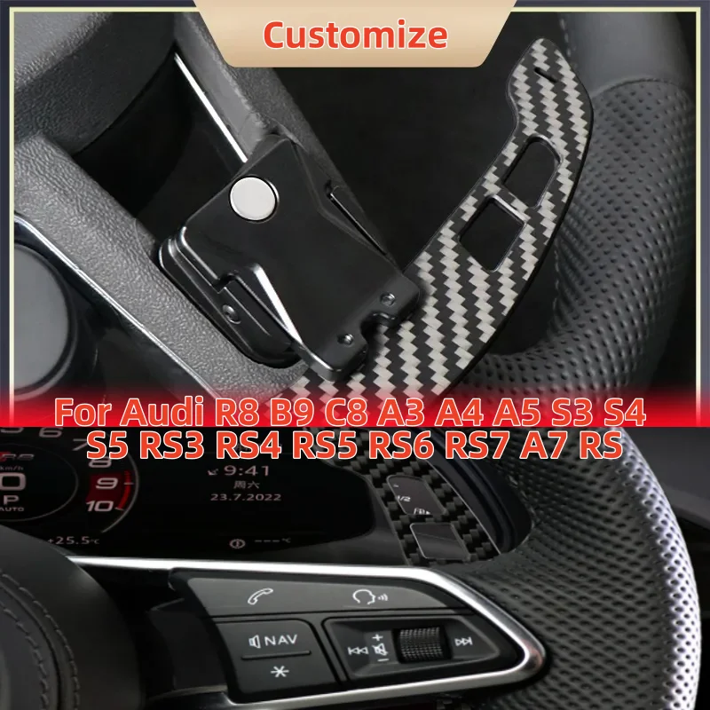 

Автомобильные магнитные переключатели рулевого колеса из углеродного волокна для Audi R8 B9 C8 A3 A4 A5 S3 S4 S5 RS3 RS4 RS5 RS6 RS7 A7 RS