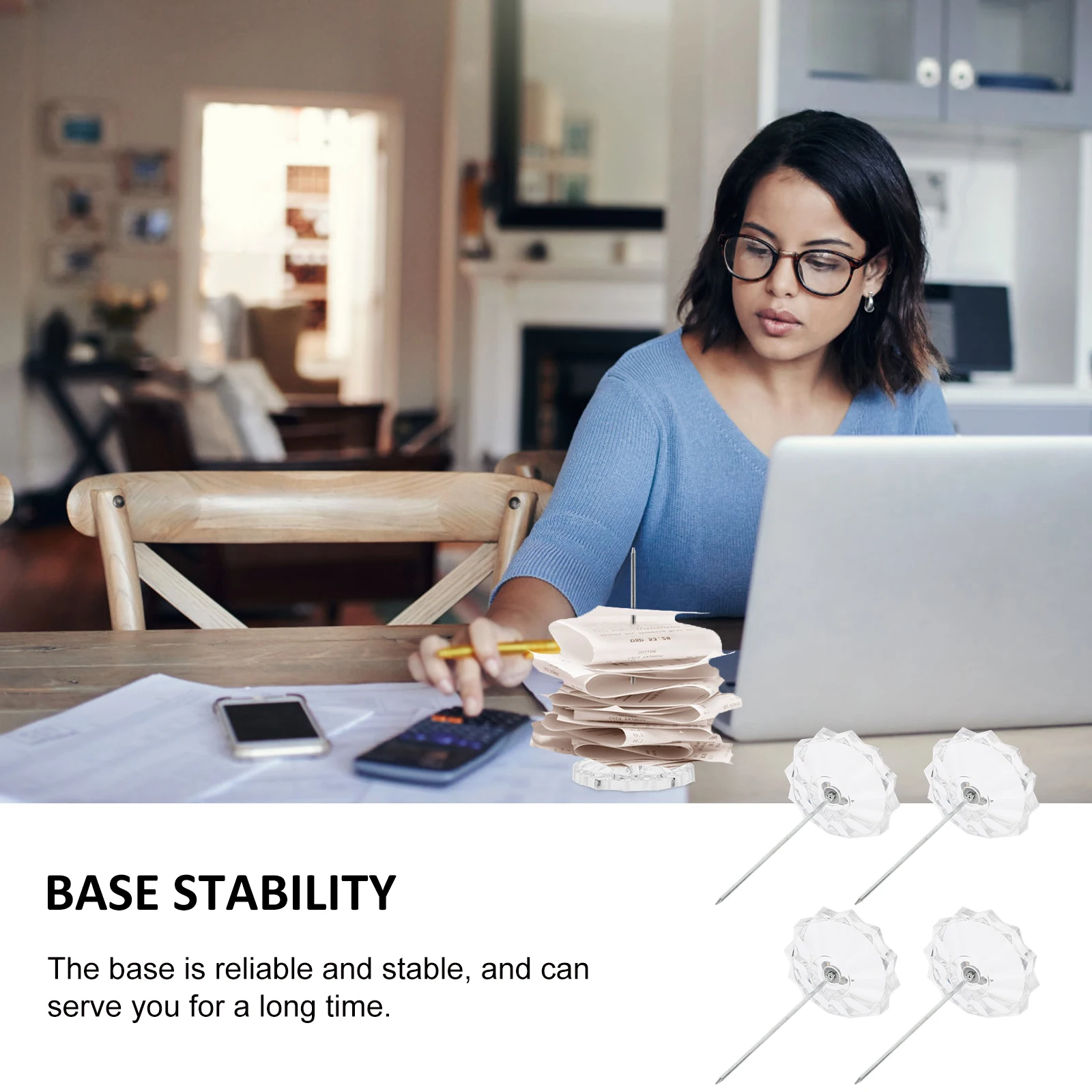 

4 Pcs Receipt Holder Desk Ticket Stabber Paper Spike Memo Holder Straight Pole Restaurant Office Supply Note Keeper Card ganizer