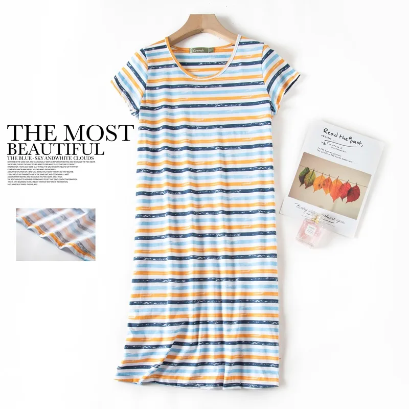 Summer Nightgowns O-neck Cotton Cartoon Women\'s Sleepwear Nightwear Plus Size Sleep&Lounge Nightdress Short-Sleeve Home Dress