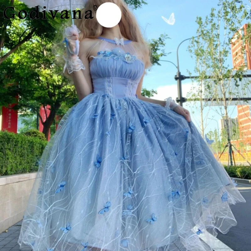 

Women Blue Lolita Style Dress 2025 New High End Fairy Vacation Banquet Dress Student Birthday Adult Ceremony Princess Dress