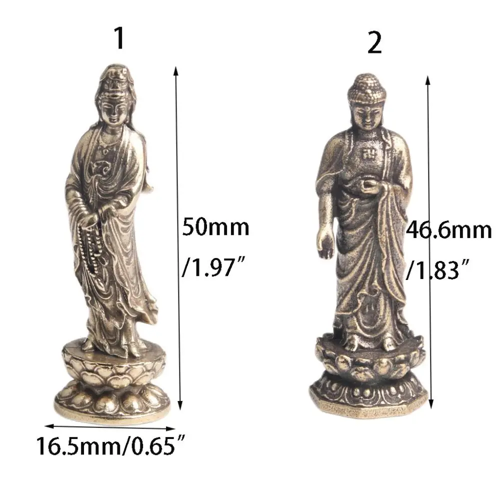 Lucky Pure Brass Lotus Guanyin Statue Retro Tathagata Tathagata Buddha Statue Lotus Guanyin Brass Buddha Sculpture Home Decor - Image 6