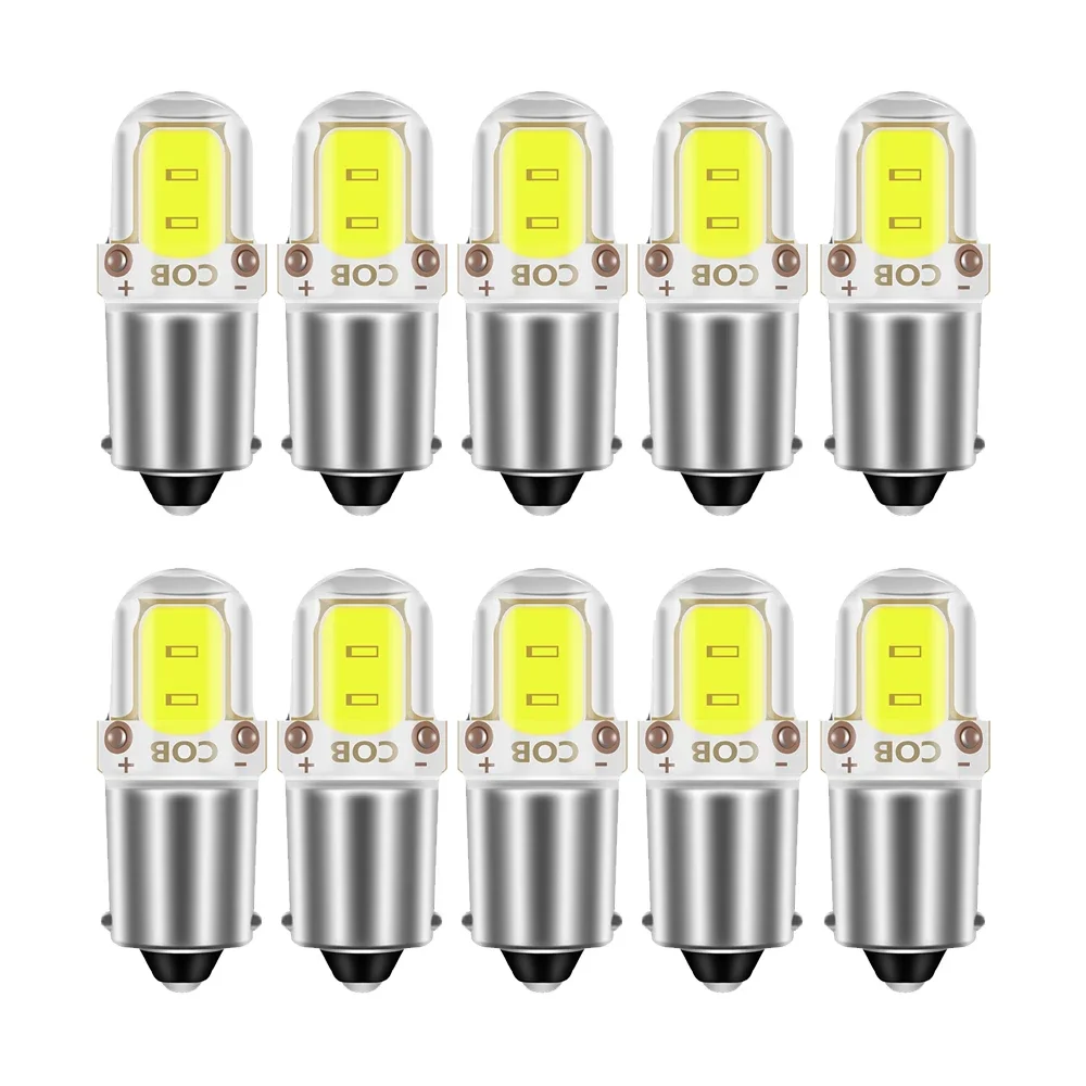 

10x BA9S Car LED T4W H6W LED CANBUS COB 2LED Bulb Car Interior License Plate Light Marker Reading Auto Lamp White 6000K 12V