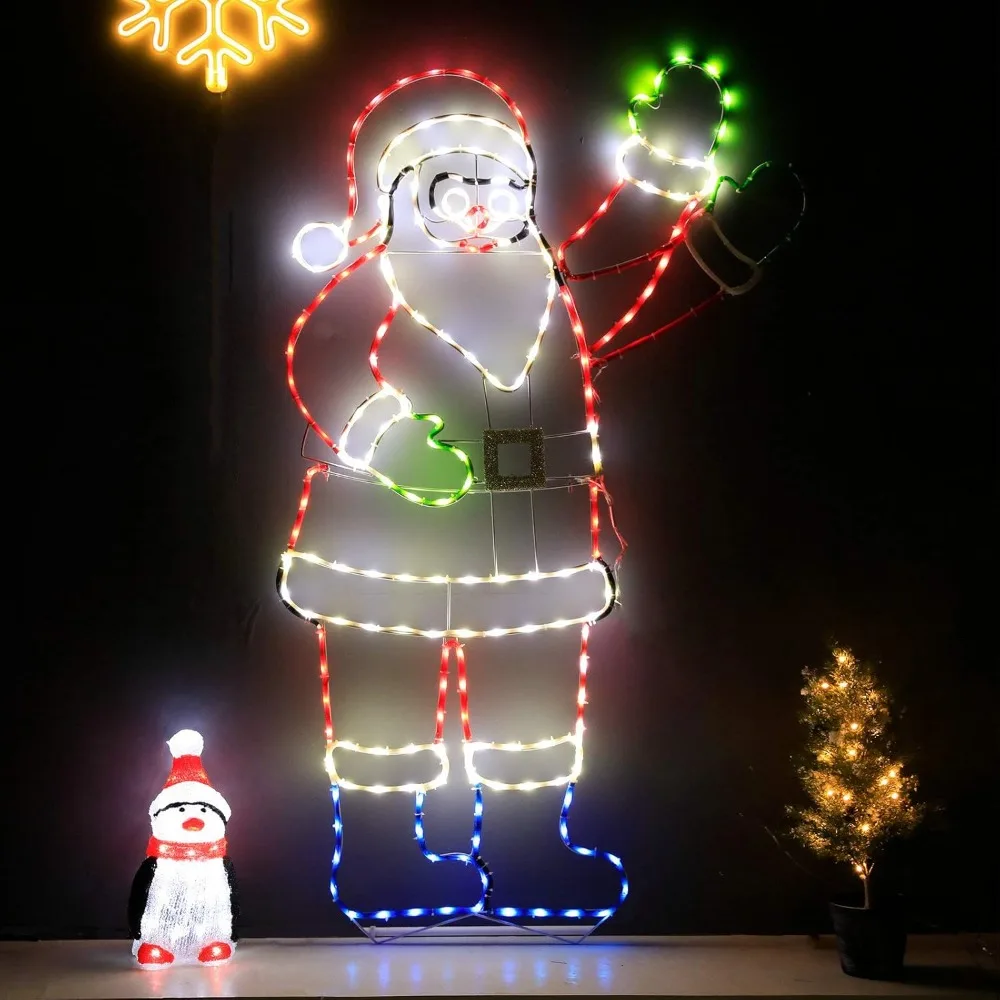 Luz LED de neón colorida con controlador, luz de Papá Noel de 5 pies, 273 LED, para exterior, interior, hogar, jardín, Navidad, Festival, Fiesta