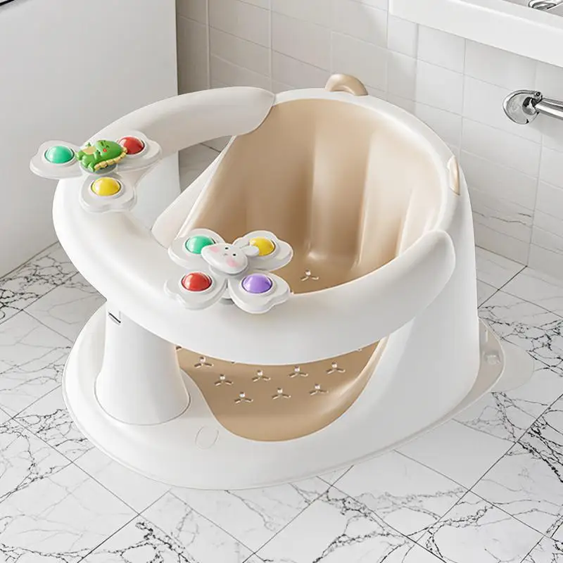 Bath Seats For Babies Sitting Up Bathing Chair For Toddler Non-Slip Baby Bath Seat For 1-3 Years Old With Spin Toys For Play And