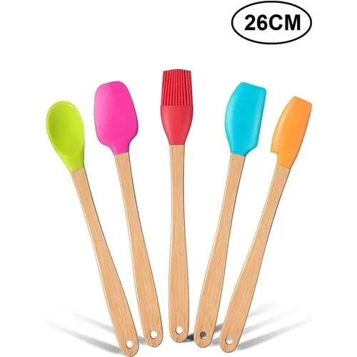 

Indigo 5 Li Colorful Bamboo Silicone Spatula Set Long 26cm