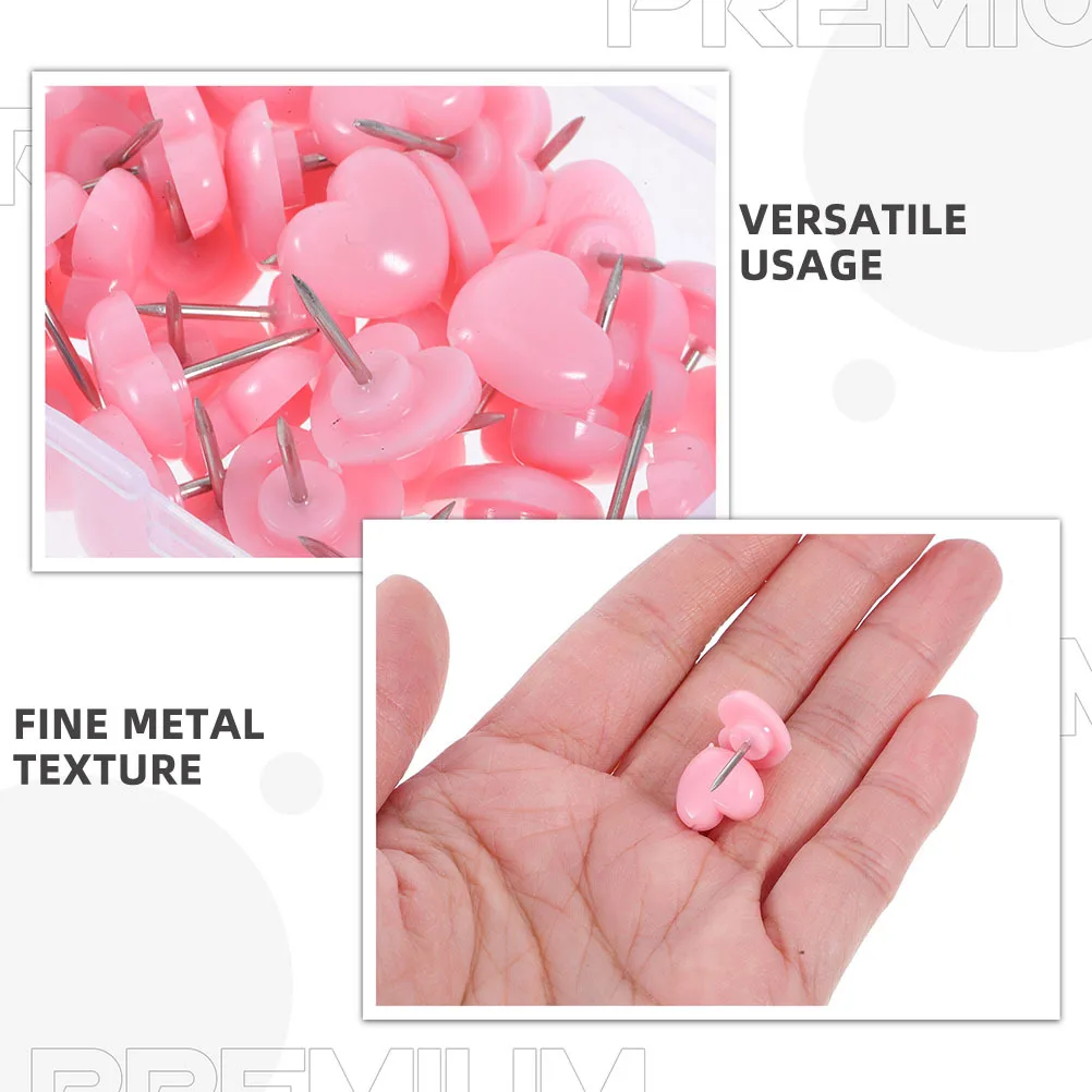 100 قطعة من دبابيس الإبهام على شكل قلب بتصميم أنيق وملمس معدني ودبابيس تزيين لطيفة لمشاريع المكتب والمنزل والمدرسة