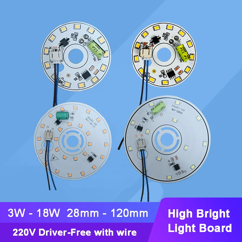 Input AC 220V Driver Free SMD led Chip 3W 5W 6W 7W 9W 12W 15W 18W White with Aluminum Pcb Base