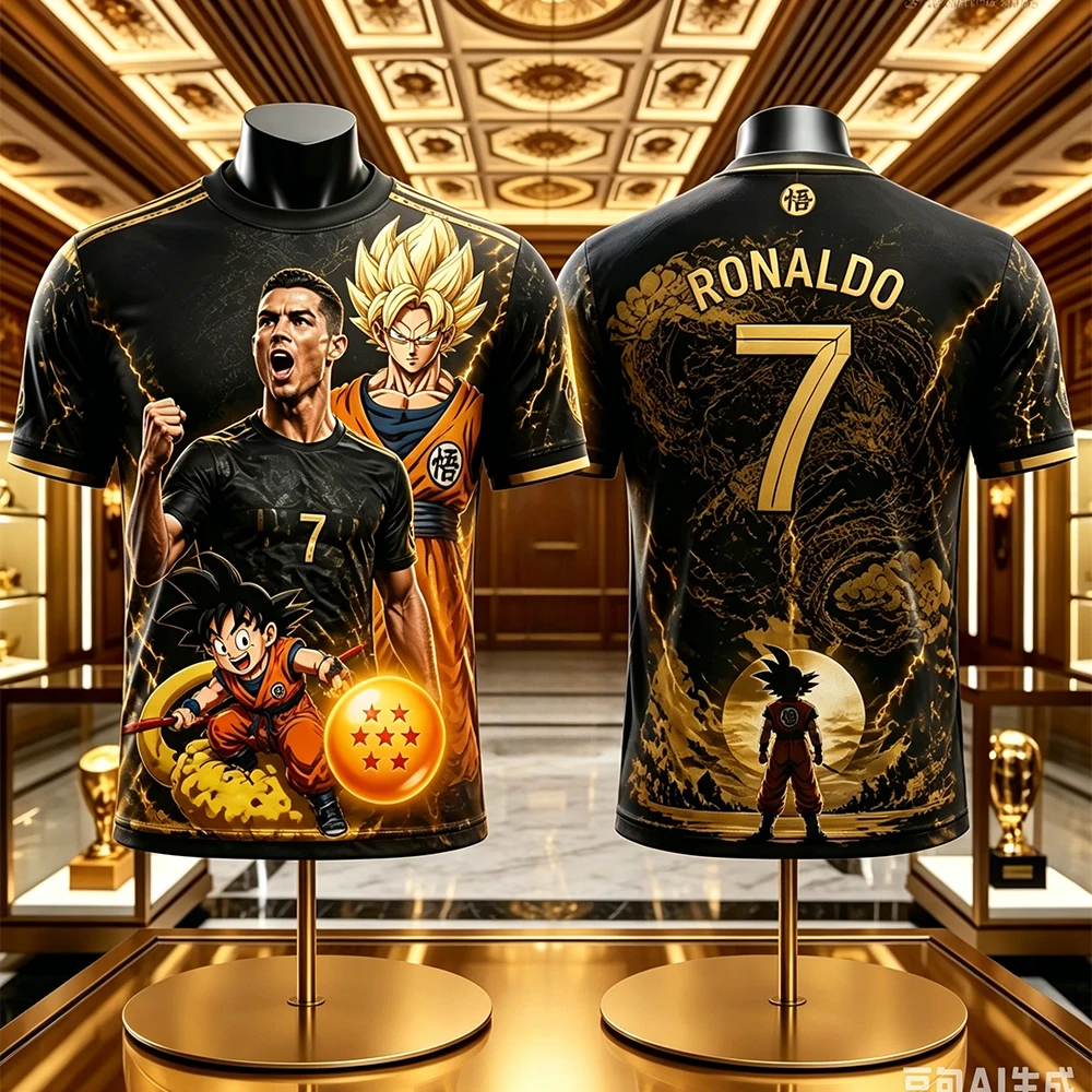 Sommer Neu Heißer Verkauf Dragon Ball/Ronaldo Kurzarm-T-Shirt für Kinder/Erwachsene Übergroßes Atmungsaktives Schnelltrocknendes Fußball-Sport-Oberteil Herren Trikot ﻿ – Detail 3