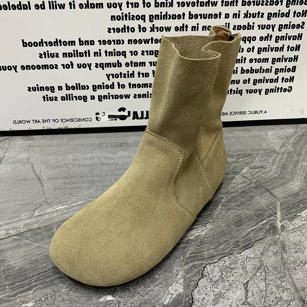 Botas de nieve de cuero antideslizantes para mujer, zapatos de felpa, informales, talla grande, a la moda, Otoño e Invierno