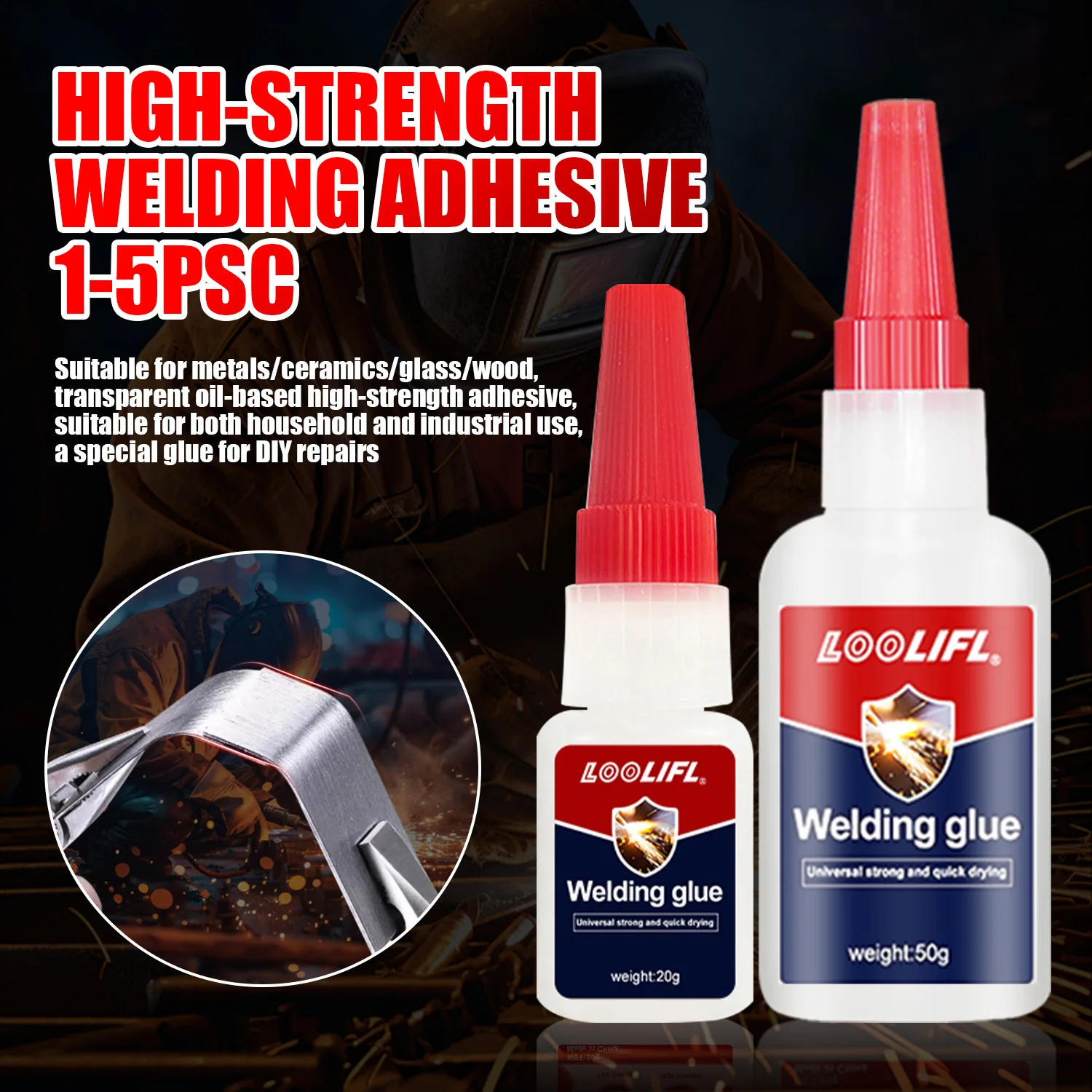 

Loolifl50G High-Strength Oily Welding Glue - Super Glue, Universal Strong Instant Adhesive, Used for Metal, Ceramic, Glass, Wood, Plastic, and Alloy Stable and Does Not Turn Yellow