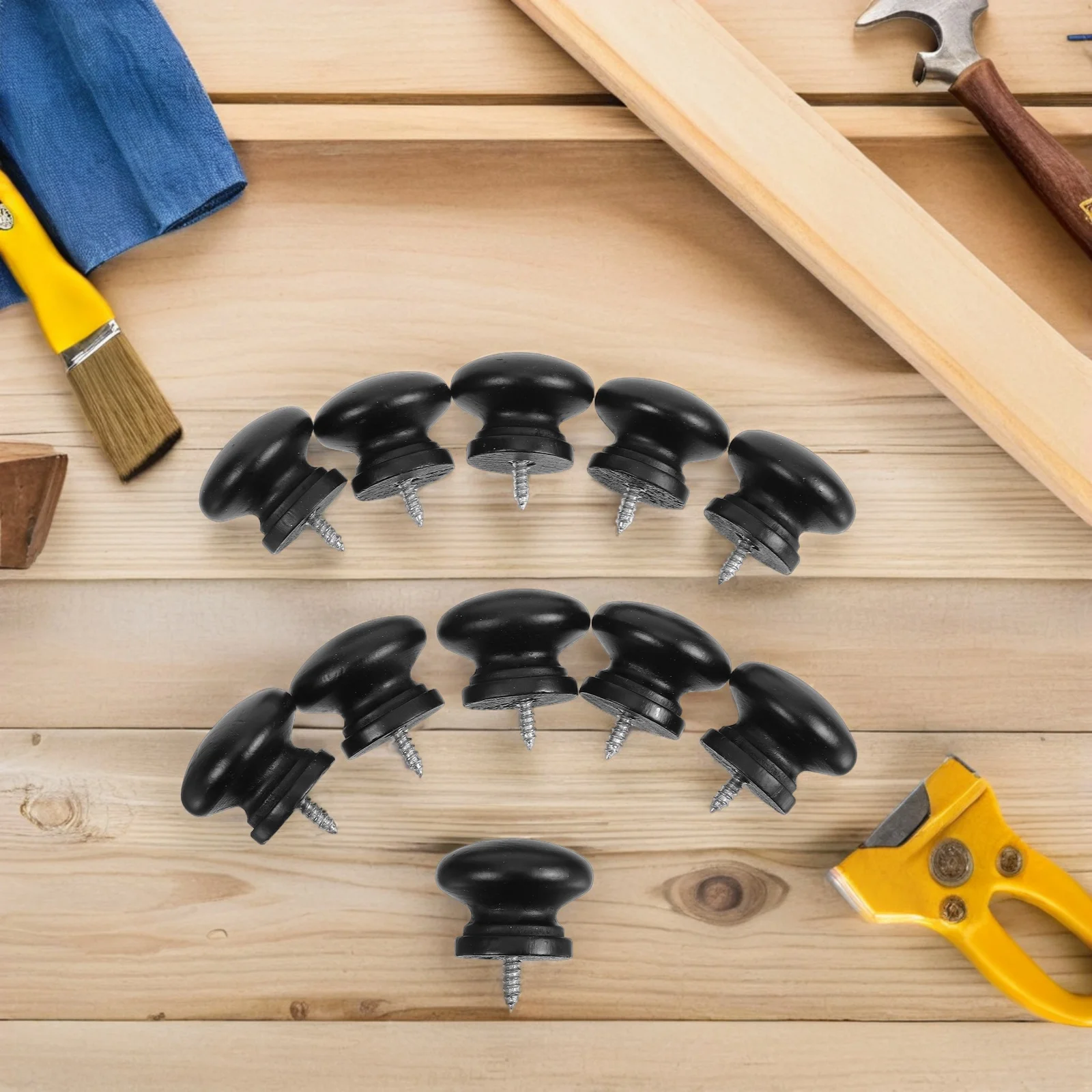 

10 Pcs Solid Wood Handle niture Handles for Dresser Black Iron Kitchen Cabinet