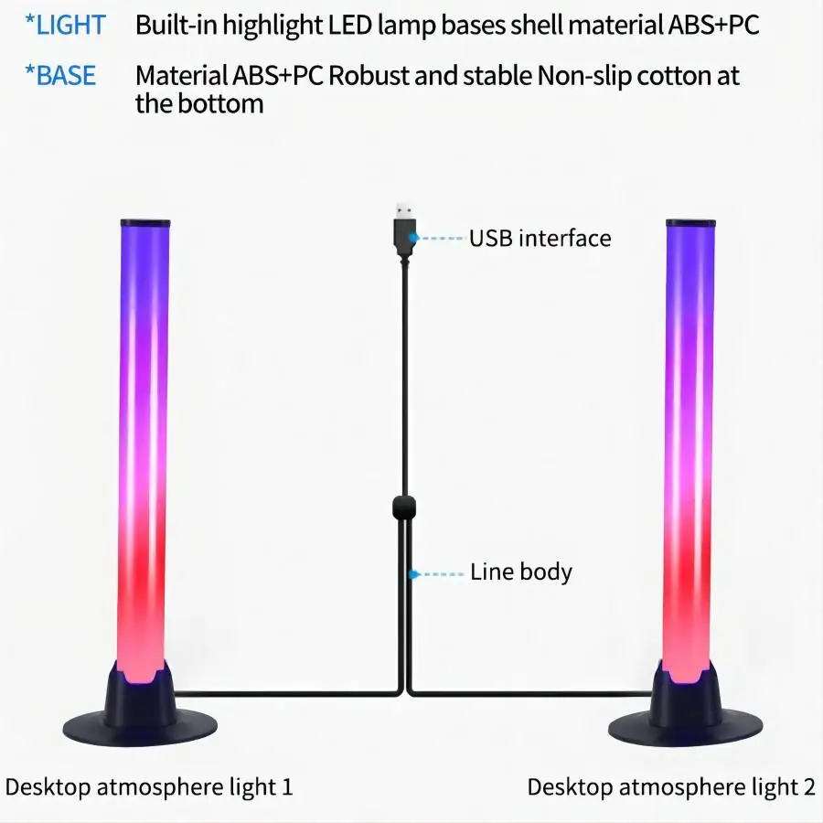 Bluetooth Desktop Atmosphere Light Voice Control Pickup Rhythm Light Music Lamp LED Light RGB Colorful Night Light