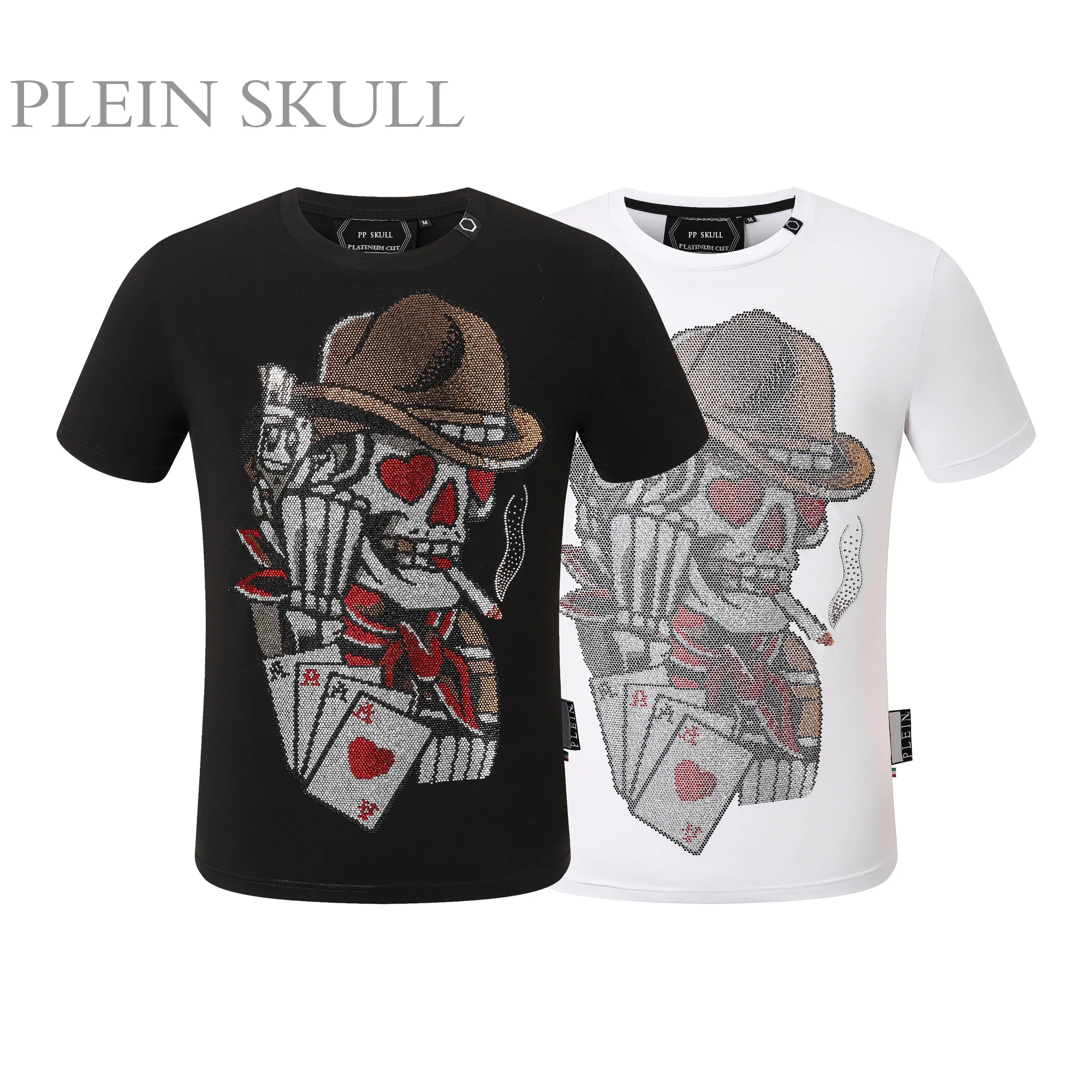

Футболка PLEIN SKULL Light luxury с круглым вырезом и горячим тиснением, летняя, в стиле хип-хоп, уличная мода, с коротким рукавом, унисекс, для вечеринок, в стиле панк, спортивная.