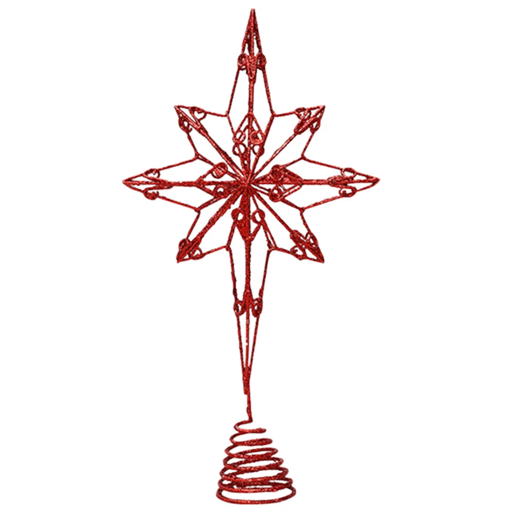 

1pc Christmas Star Tree Topper Decor 8 Pointed Golden Xmas Tree Ornament For Party Festival Home Decoration (Type B)