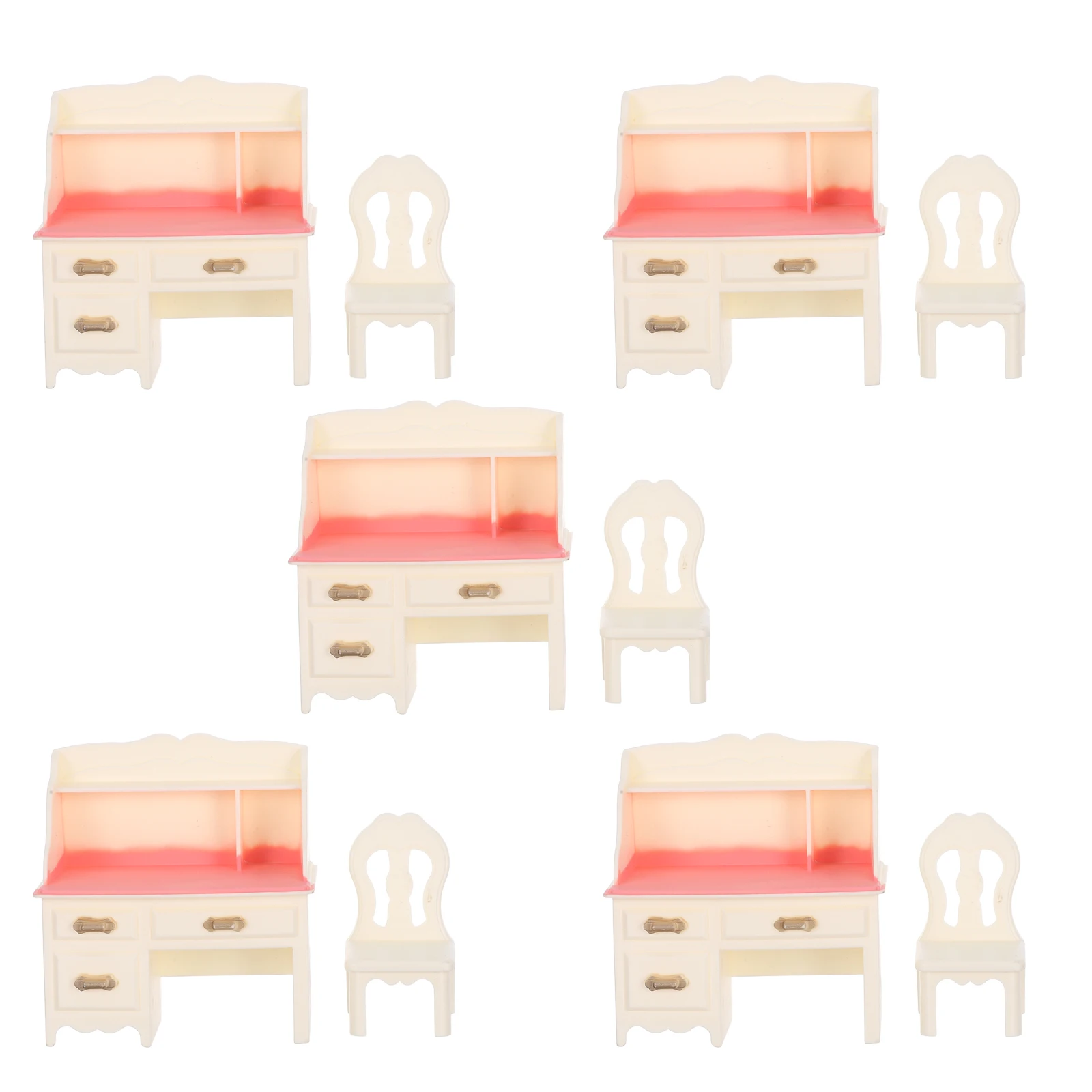 

5 комплектов миниатюрной офисной мебели, набор мини-настольных стульев, реалистичный дизайн, гладкие пластиковые края для украшения игрового домика