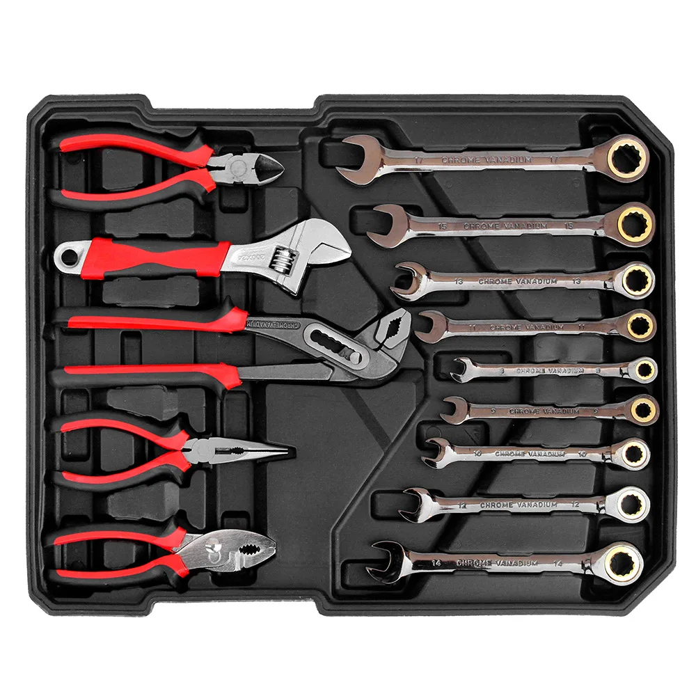 399-Piece comprehensive tool set, nickel-plated double-open wrench cover with portable suitcase