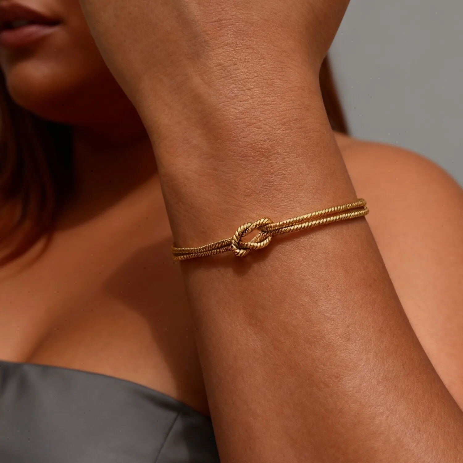 العصرية الحب عقدة أساور للزوجين الرجال النساء، الفولاذ المقاوم للصدأ 2 طبقات ثعبان سلسلة معصمه، هدايا الذكرى عيد الحب #3