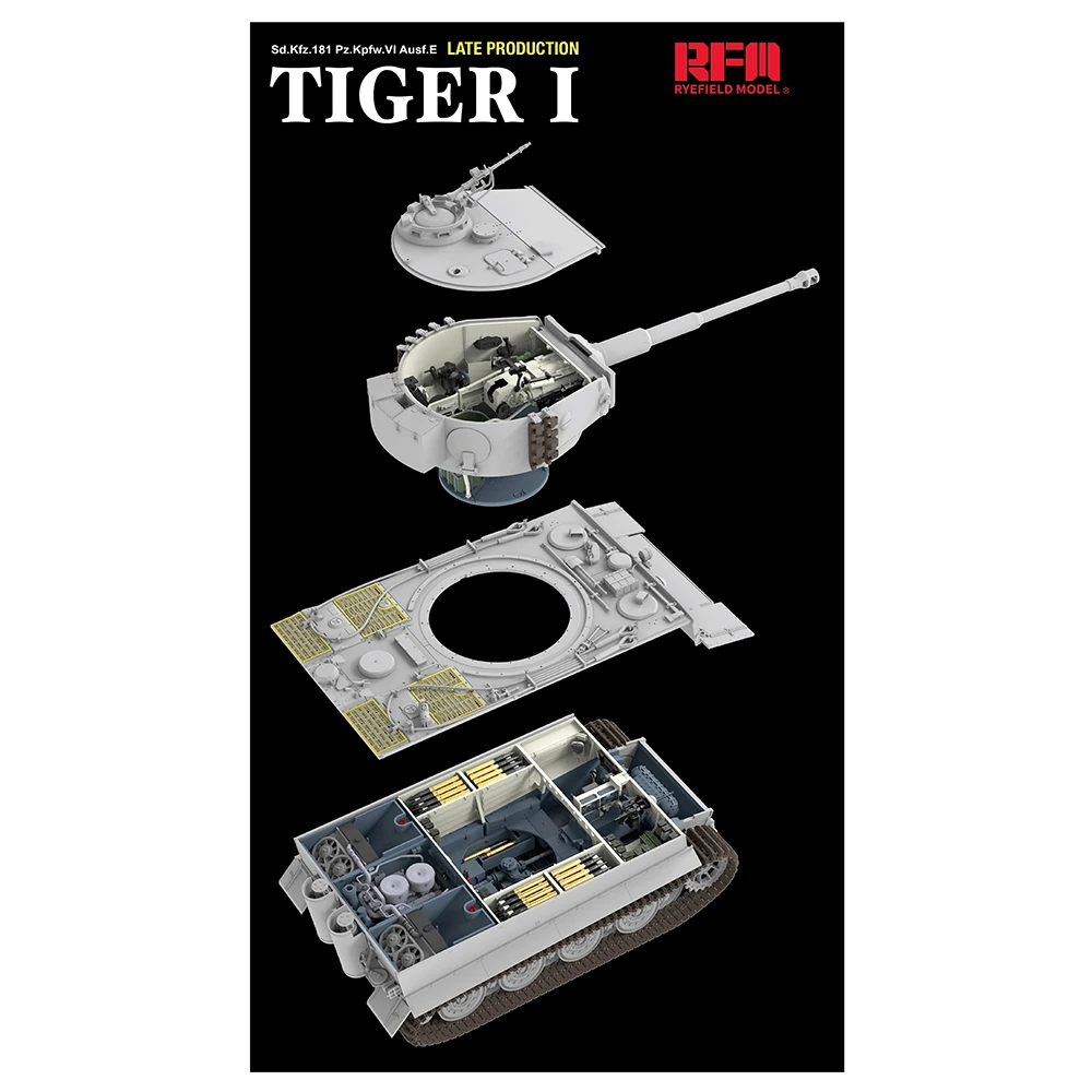 w/Fully Interior [Ryefield Model] RFM RM-5080 1/35 Tiger I Late Production w/Zimmerit (Plastic Model Kit)