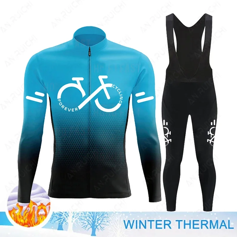 

2023 Winter Thermal Fleece Cycling Jersey Set Mens Mountian Bicycle Clothes Wear Ropa Ciclismo Racing Team Bike Cycling Clothing