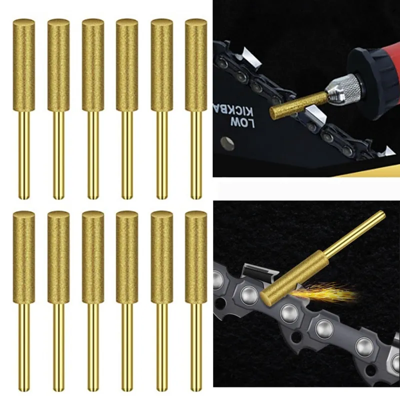 ダイヤモンド円筒形バー,4-5.5mm,チェーン付き研ぎ器,石,金メッキ,研ぎ器,研削工具キット