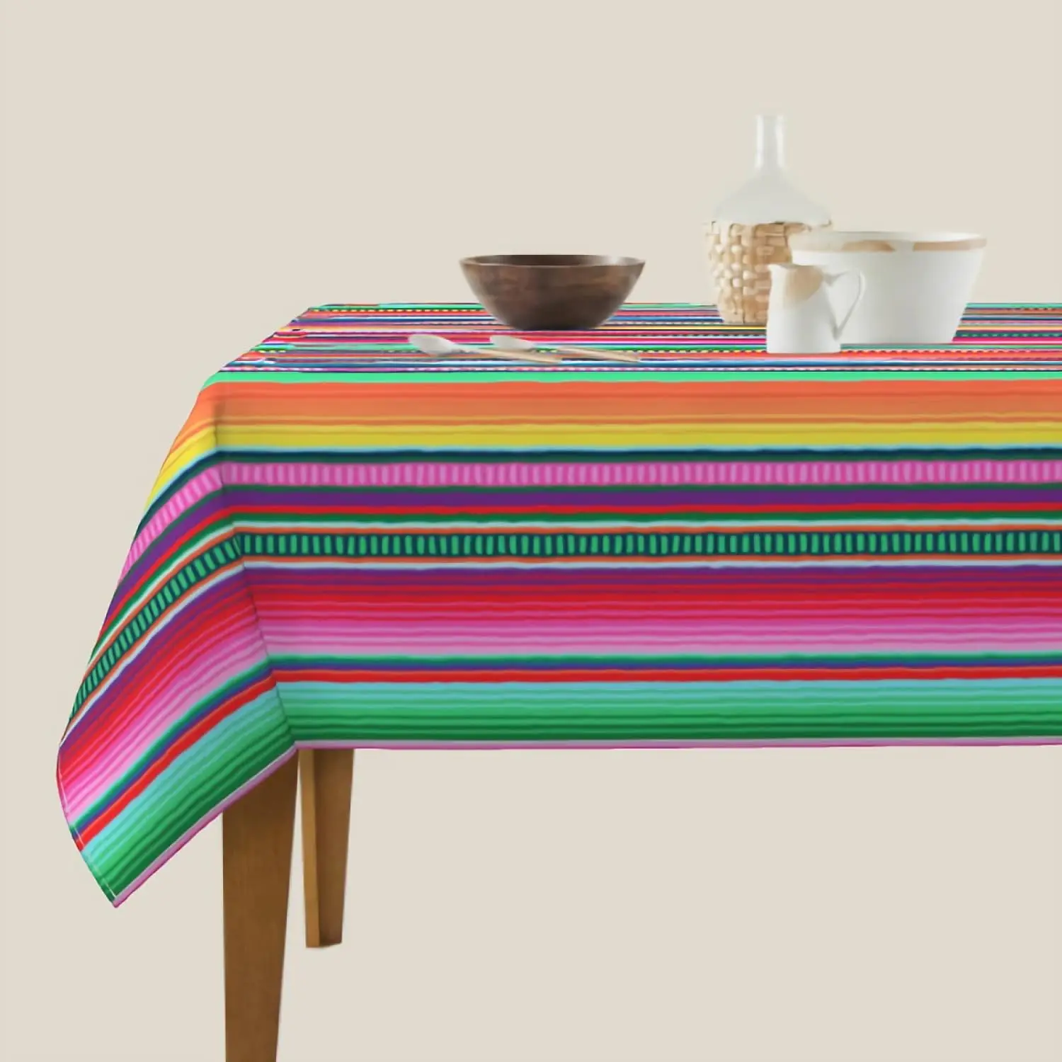 Mexican Blanket Stripes Rectangle Tablecloth Party Decorations Waterproof Kitchen Dining Table Runner Mexican Fiesta Table Decor