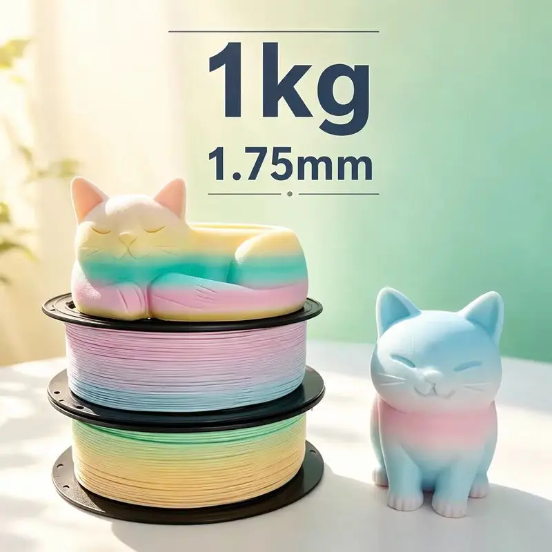 Matte Rainbow Gradient PLA 3D Printing Filament 1.75mm 1KG Spool Smooth Printing For FDM 3D Printers DIY Art Model Consumable