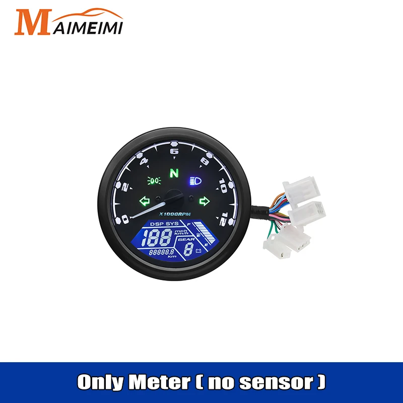 Universal LCD Digital Speedometer & Tach Combo – 0-12000 RPM, Black, Waterproof