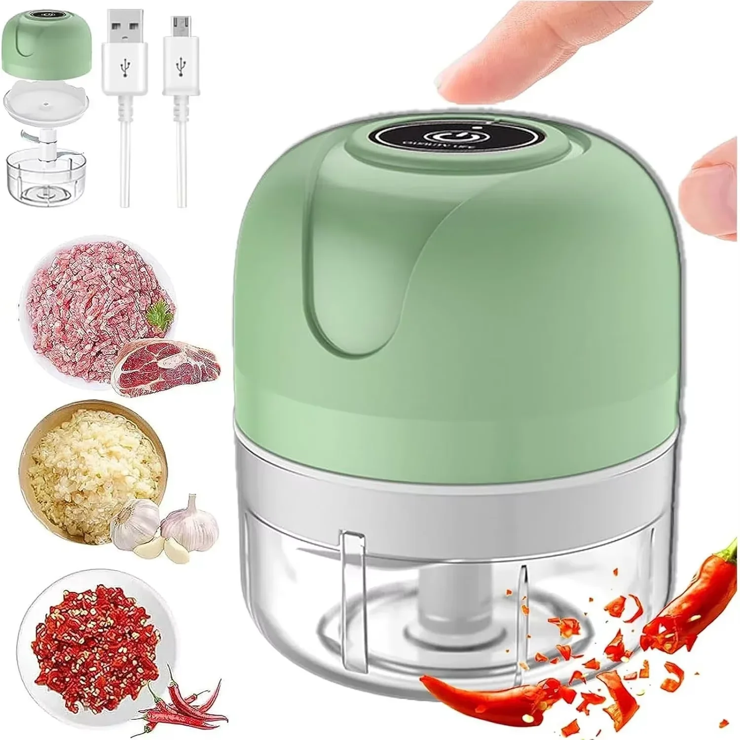 Electric Garlic Purer 250ML Mini Electric Garlic Chopper USB Charging Ginger Vegetable Cutter Food Chopper Kitchen Tools