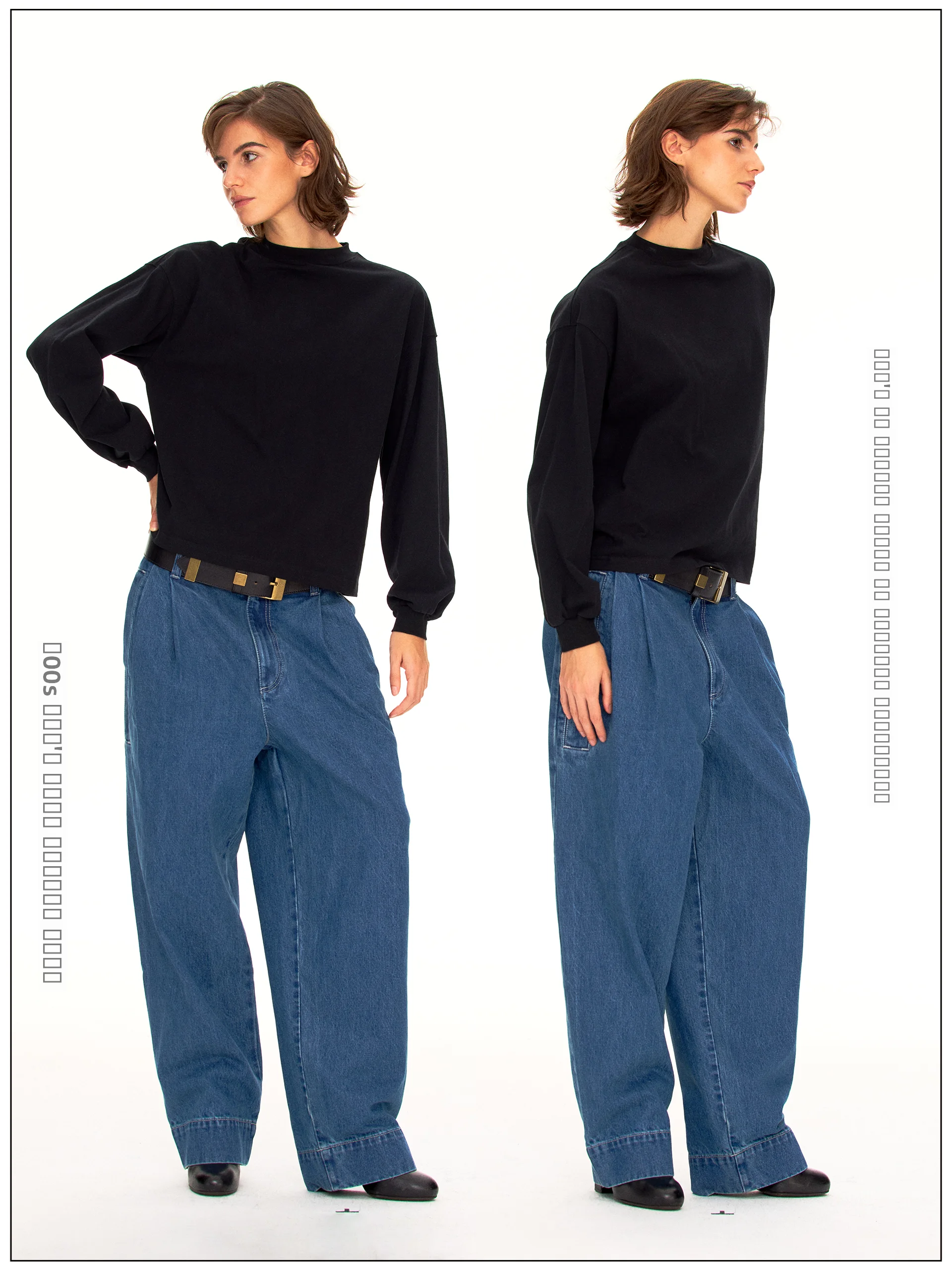 

Женские джинсы-стрейч из хлопка с прямыми штанинами, винтажные, синие, с завышенной талией, коллекция «Осень»