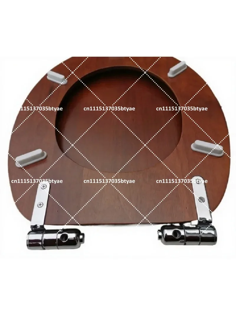 Universal Thickened Solid Wood Toilet Seat Cover, Black Walnut Finish, Stainless Steel Hinge, Cushioned Comfort Fit